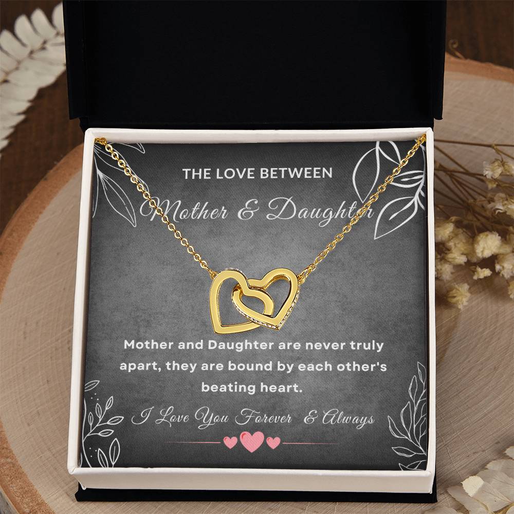 Mother and daughter gift, the love between mother and daughter, christmas gift, birthday gift, forever gift, Interlocking Hearts Necklace (Yellow & White Gold Variants)