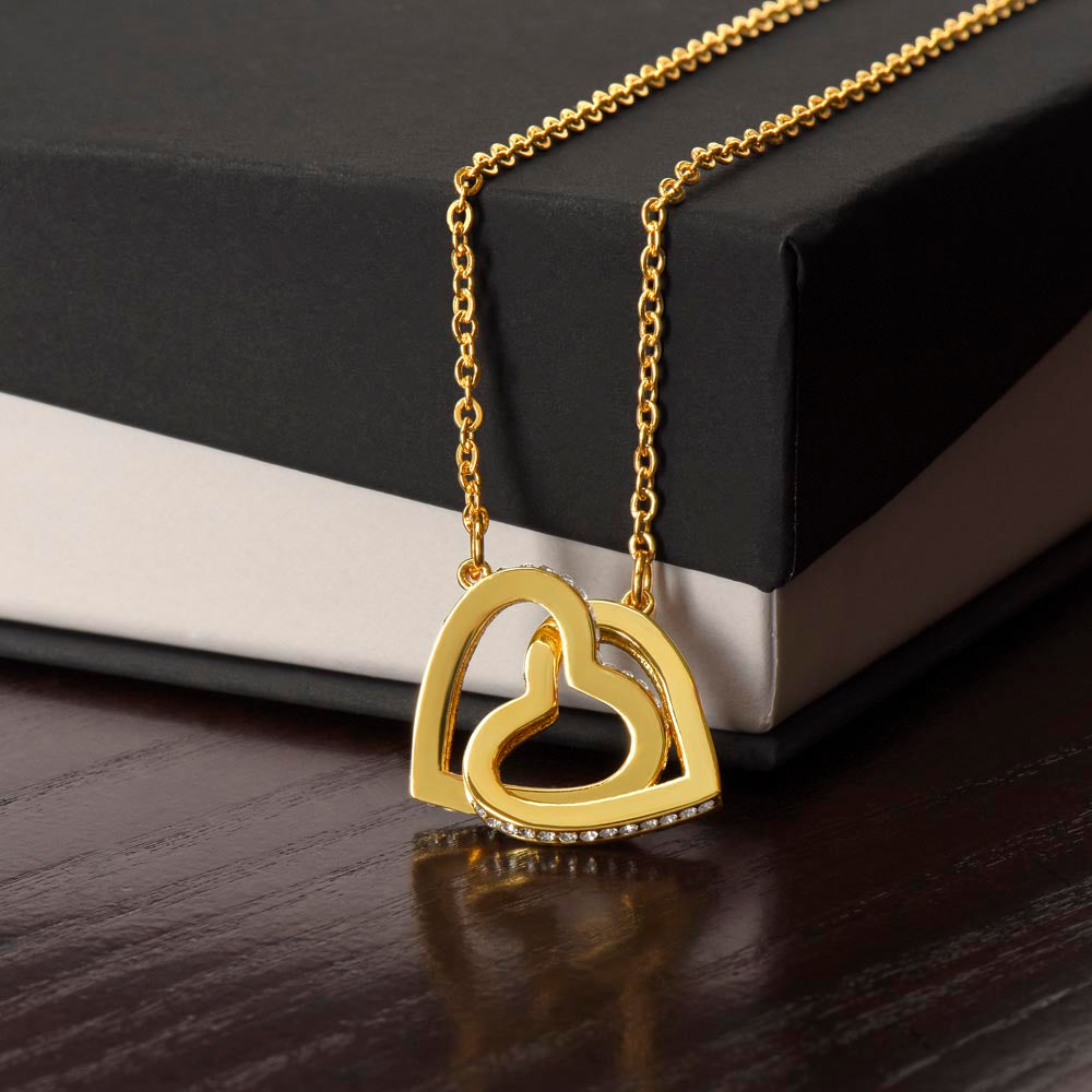 My Daughter, Gift From Dad, Inspirational Strength Gift, Daughter Necklace, Interlocking Hearts Necklace(Yellow & White Gold Variants)