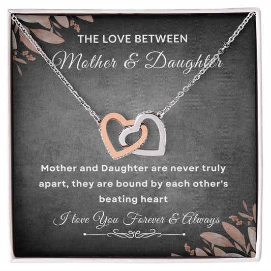 Mother and daughter gift, the love between mother and daughter, christmas gift, birthday gift, forever gift, Interlocking Hearts Necklace (Yellow & White Gold Variants)