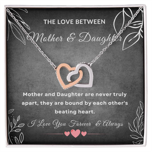 Mother and daughter gift, the love between mother and daughter, christmas gift, birthday gift, forever gift, Interlocking Hearts Necklace (Yellow & White Gold Variants)