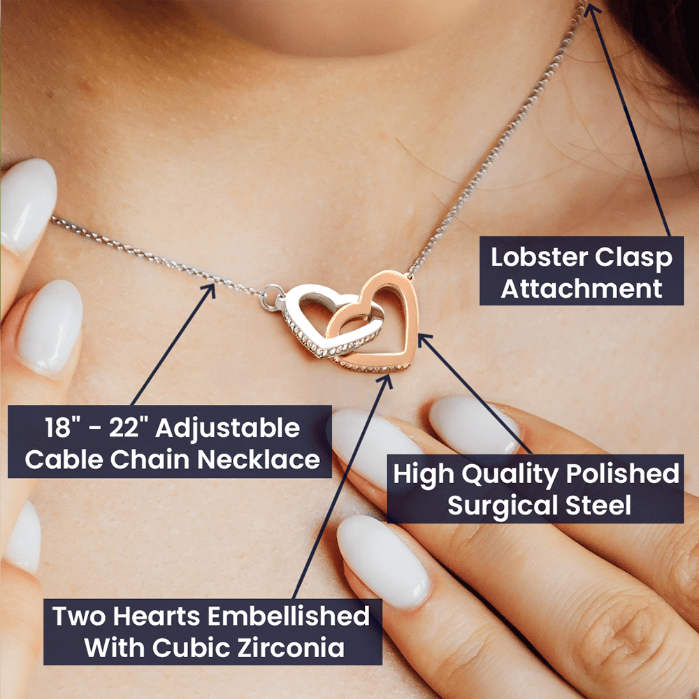 To My Soulmate Necklace With Message Card, Soulmate  Gift From Husband, Anniversary Gift for Wife, Sentimental Gift for Wife, Birthday Gift for Wife. Interlocking Hearts Necklace (Yellow & White Gold Variants)