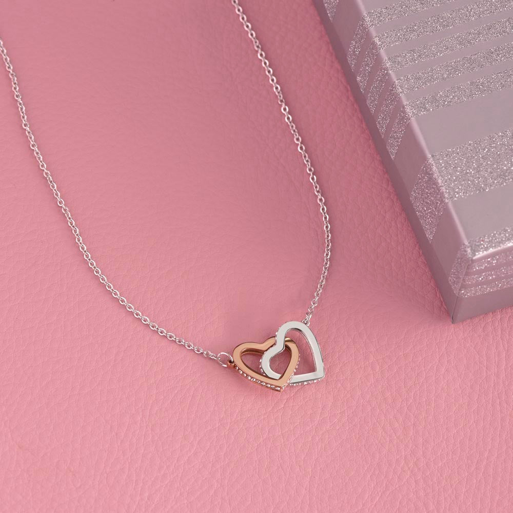 My Daughter, Gift From Dad, Inspirational Strength Gift, Daughter Necklace, Interlocking Hearts Necklace (Yellow & White Gold Variants)