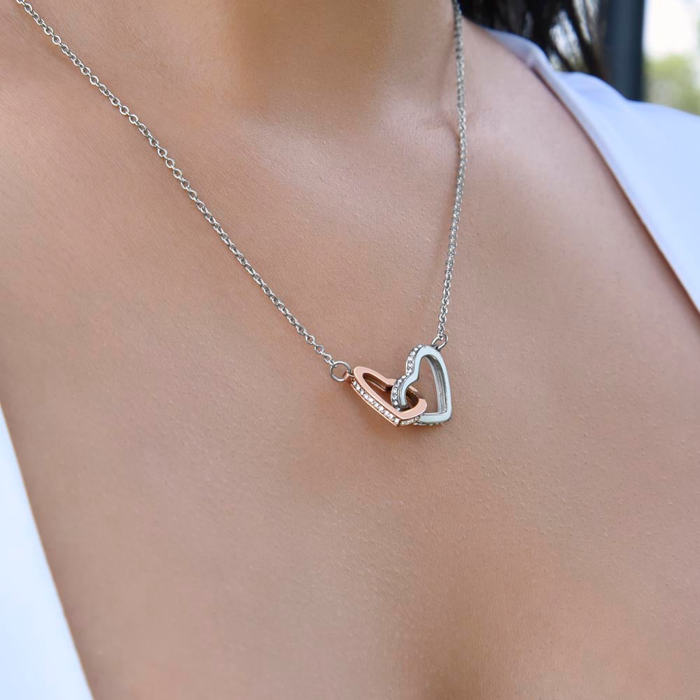 To My Soulmate Necklace With Message Card, Soulmate Gift From Husband, Anniversary Gift for Wife, Sentimental Gift for Wife, Birthday Gift for Wife. Interlocking Hearts Necklace (Yellow & White Gold Variants)