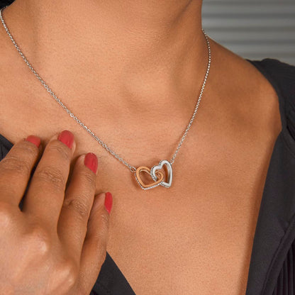 My Daughter, Gift From Dad, Inspirational Strength Gift, Daughter Necklace, Interlocking Hearts Necklace(Yellow & White Gold Variants)