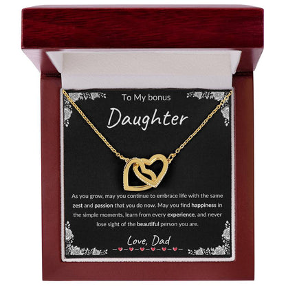 My Daughter, Gift From Dad, Inspirational Strength Gift, Daughter Necklace, Interlocking Hearts Necklace(Yellow & White Gold Variants)