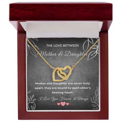 Mother and daughter gift, the love between mother and daughter, christmas gift, birthday gift, forever gift, Interlocking Hearts Necklace (Yellow & White Gold Variants)