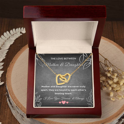 Mother and daughter gift, the love between mother and daughter, christmas gift, birthday gift, forever gift, Interlocking Hearts Necklace (Yellow & White Gold Variants)