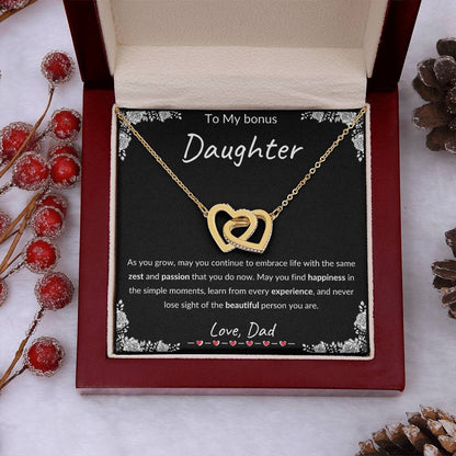 My Daughter, Gift From Dad, Inspirational Strength Gift, Daughter Necklace, Interlocking Hearts Necklace(Yellow & White Gold Variants)