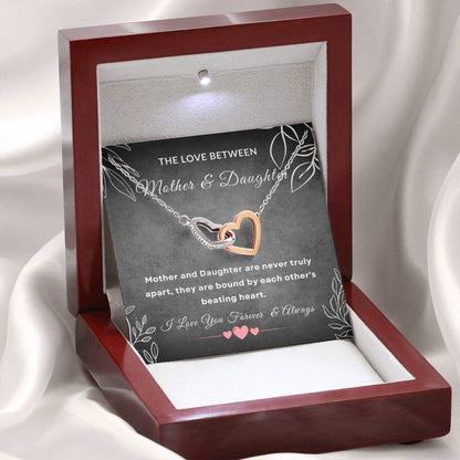 Mother and daughter gift, the love between mother and daughter, christmas gift, birthday gift, forever gift, Interlocking Hearts Necklace (Yellow & White Gold Variants)