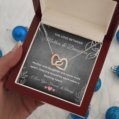 Mother and daughter gift, the love between mother and daughter, christmas gift, birthday gift, forever gift, Interlocking Hearts Necklace (Yellow & White Gold Variants)