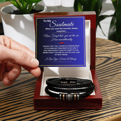 To My Soulmate, I Love You Forever & Always Bracelet, Secret Message Bracelet, Husband Gift, Christmas Gift, Valentines Gift