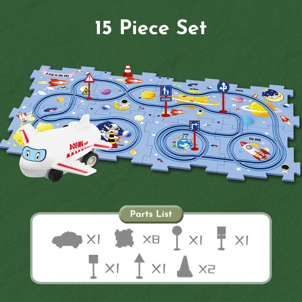 VelocityVoyage™ Children's Educational Puzzle Track Raceway Set.